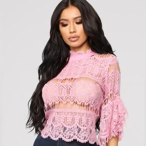 Fashionova Lace Night Out Blouse - Mauve